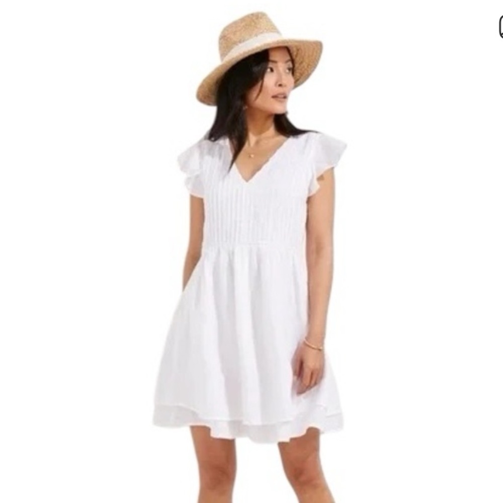VINEYARD VINES Women's Linen Pintuck Dress In White Cap